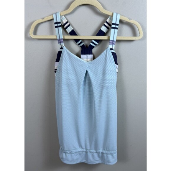 Lululemon Rest Less TankHeathered Aquamarine / Groovy Stripe Cadet Blue W1D64S - Picture 6 of 11
